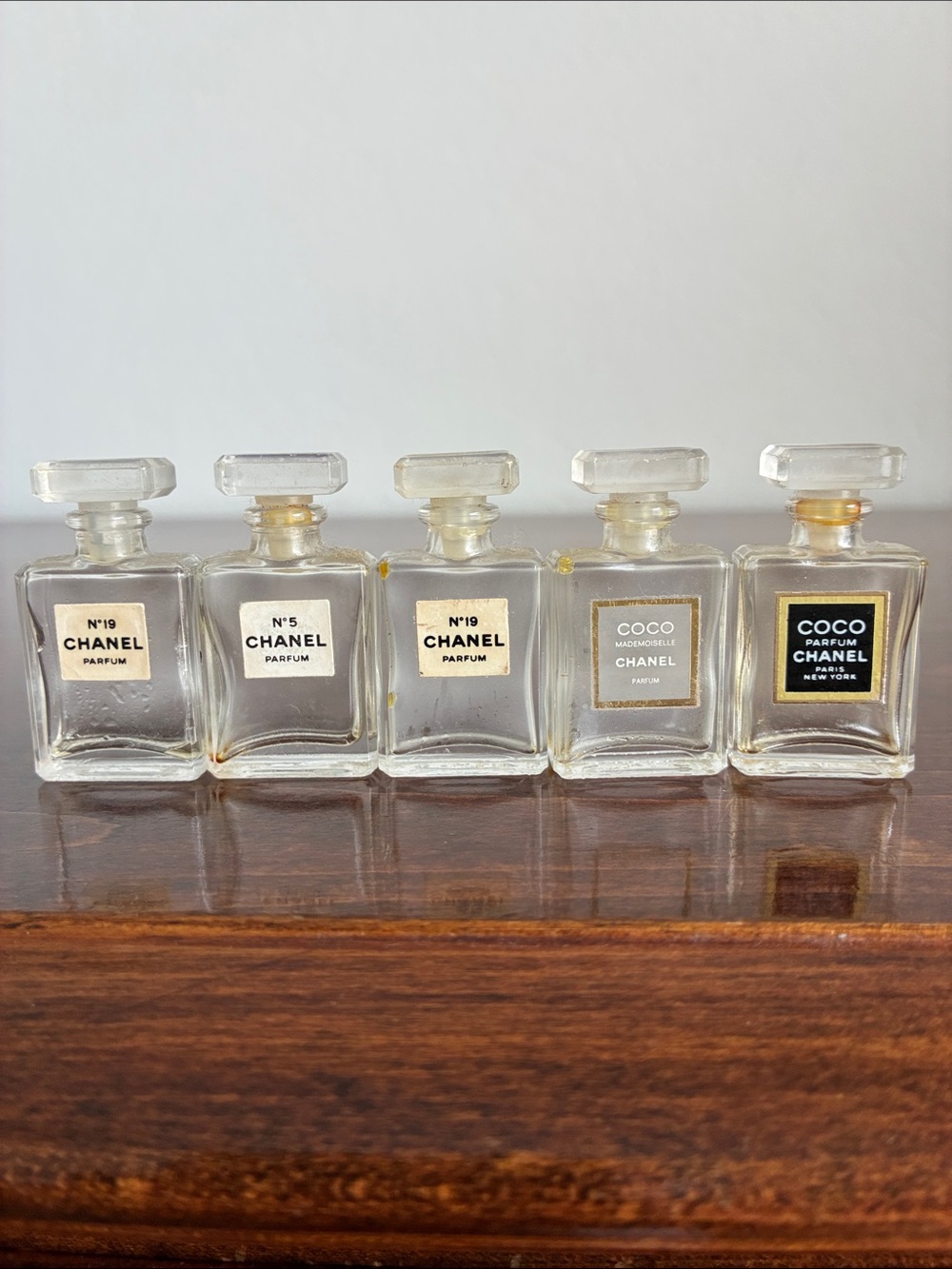 CHANEL Miniature Clear Glass Perfume Bottles (Set of 5)